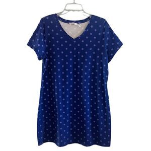 Isaac Mizrahi Women’s Large short sleeve blue and purple cute polka dot dress